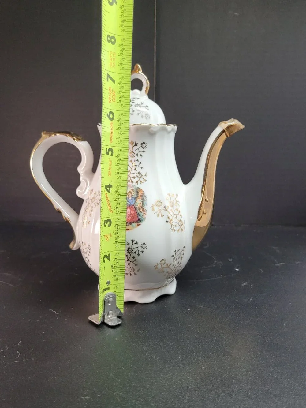 Vintage Gold Gilt Teapot Hand Painted Lovers Romeo & Juliet Made In Japan